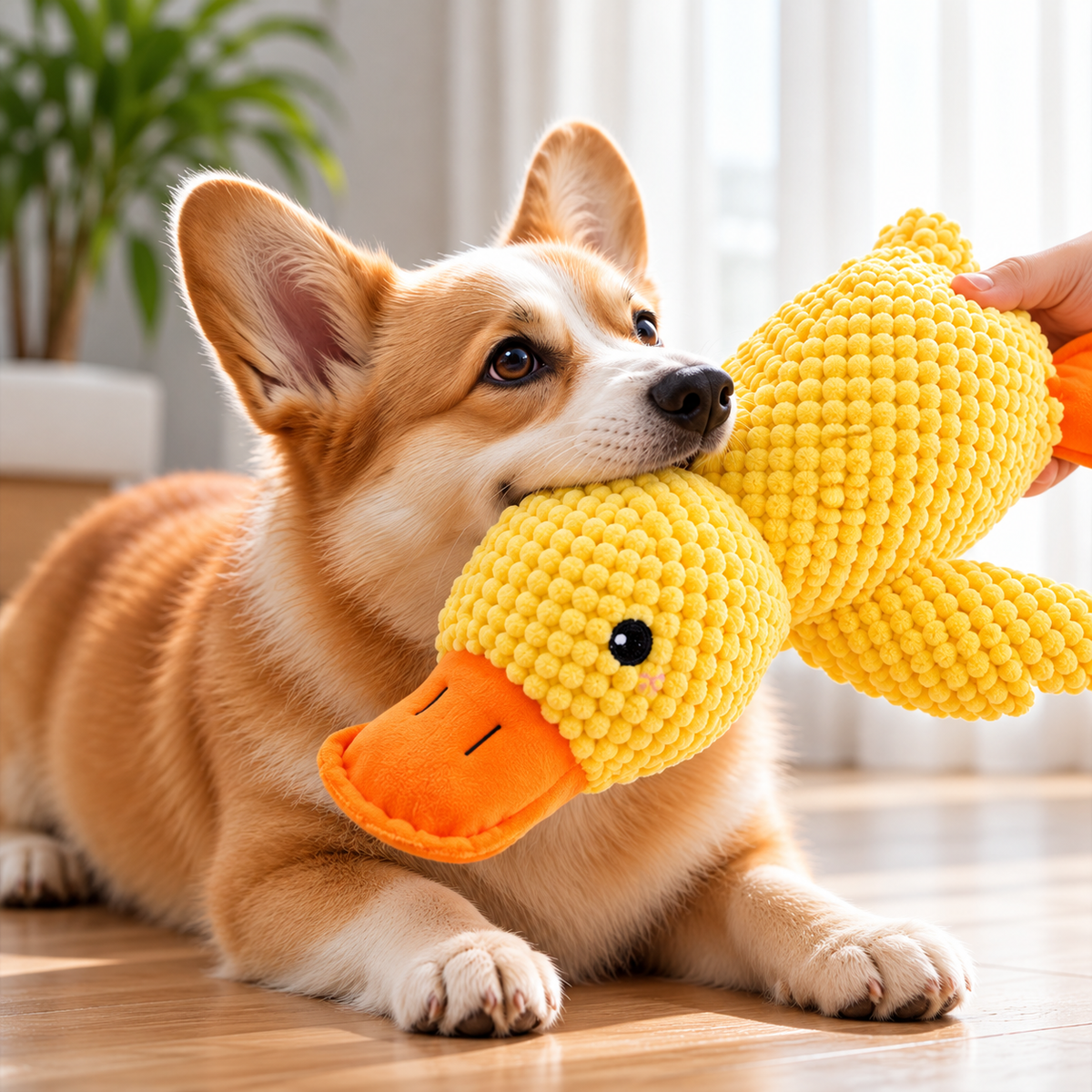 Peluche pato suave para mascotas
