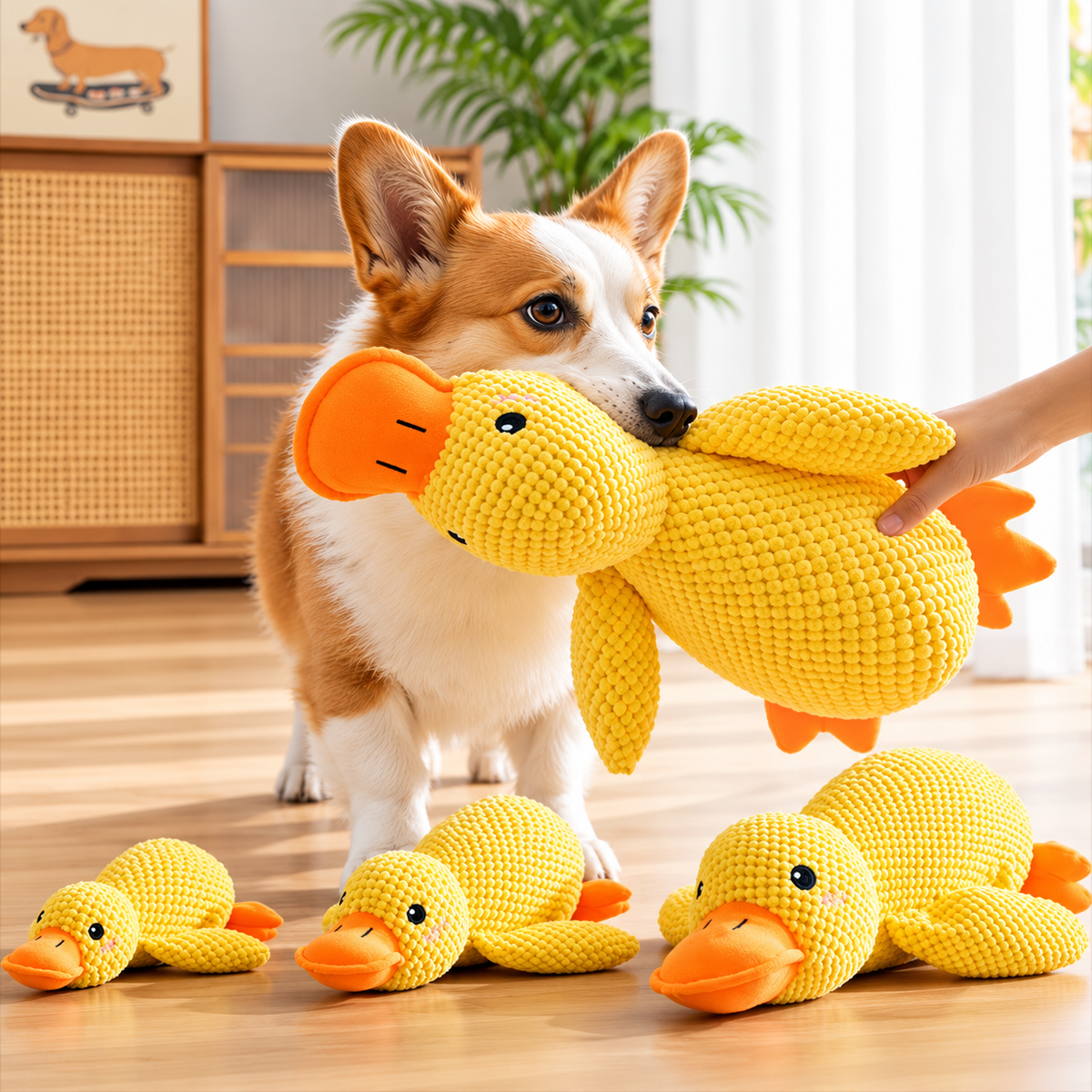 Peluche pato suave para mascotas